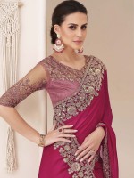 Deep Pink Satin Chiffon Saree